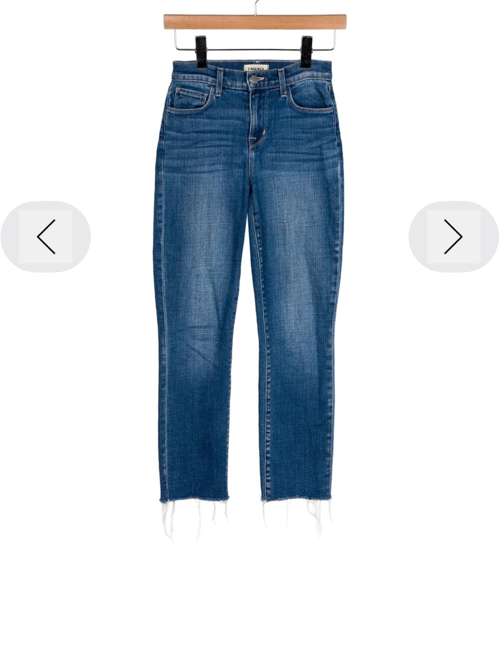 L'AGENCE Blue Ankle-Length Frayed Hem Jeans